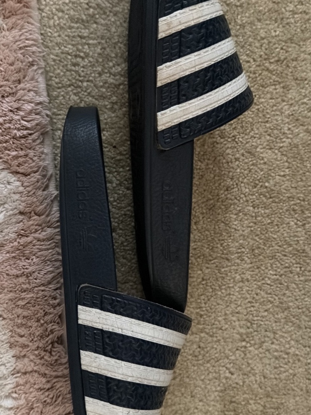 adidas Navy and White Mens Slide Sandals - Picture 2 of 6